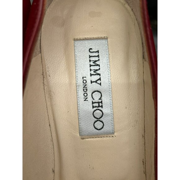 Jimmy Choo Women's Pavia Burgundy Patent Leather Heels Size 38.5 Quiet Luxury - Picture 6 of 11